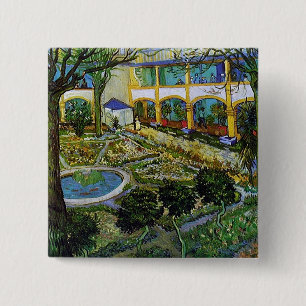 Courtyard of Hospital at Arles Van Gogh Fine Art 15 Cm Square Badge