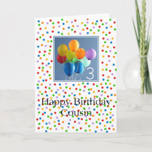 Cousin 3rd happy balloon birthday card