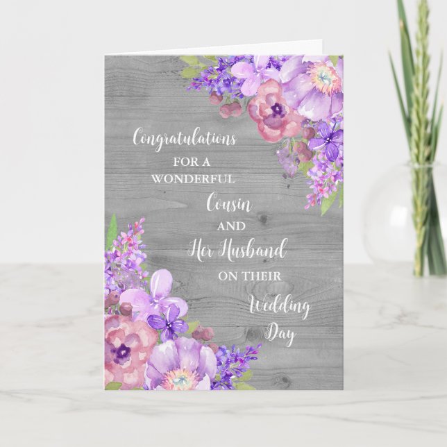 Cousin and Her Husband Wedding Day Congratulations Card (Front)