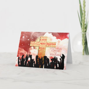 Cousin and husband, a Christian cross Christmas Holiday Card