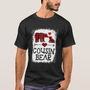 Cousin Bear Christmas Pajama Red Plaid Buffalo Fam T-Shirt