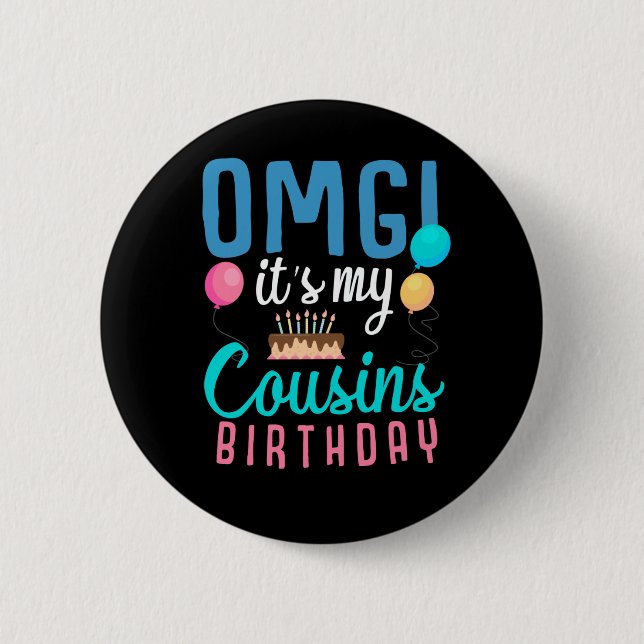 Cousin Birthday Cake Funny Balloon Boys Kid Party 6 Cm Round Badge (Front)
