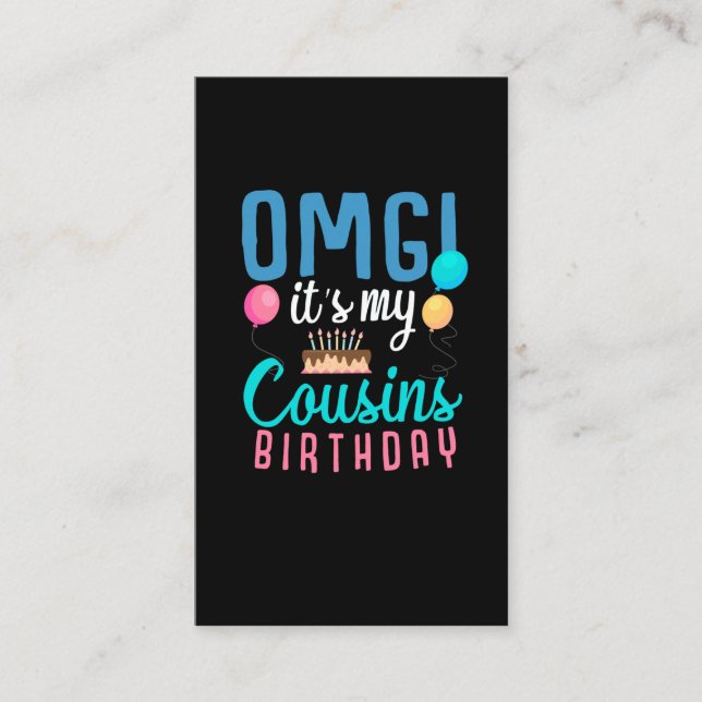 Cousin Birthday Cake Funny Balloon Boys Kid Party Business Card (Front)