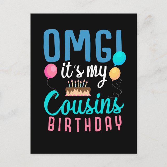Cousin Birthday Cake Funny Balloon Boys Kid Party Postcard (Front)