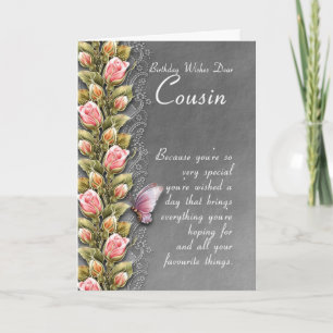 cousin birthday card - birthday card with roses an