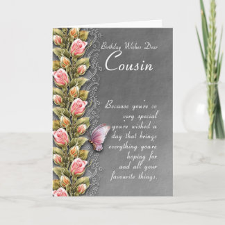 cousin birthday card - birthday card with roses an