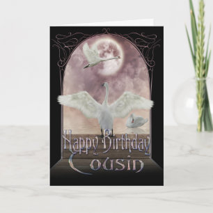 Cousin Birthday Card - Swans
