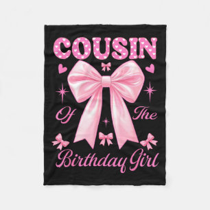 Cousin birthday girl matching coquette pink bow fleece blanket