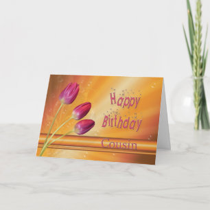 Cousin, Birthday tulips full of sunshine Card
