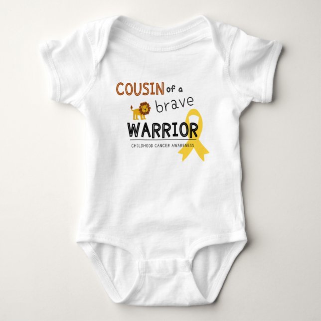 cousin brave warrior lion cancer baby bodysuit (Front)