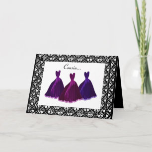 COUSIN - Bridesmaid Invitation PURPLE Gowns