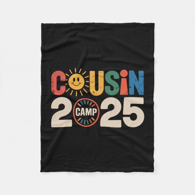 Cousin Camp 2025 Camping Campfire Summer Vacation  Fleece Blanket (Front)