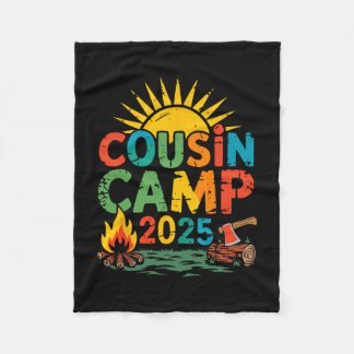Cousin Camp 2025 Camping Campfire Summer Vacation Fleece Blanket