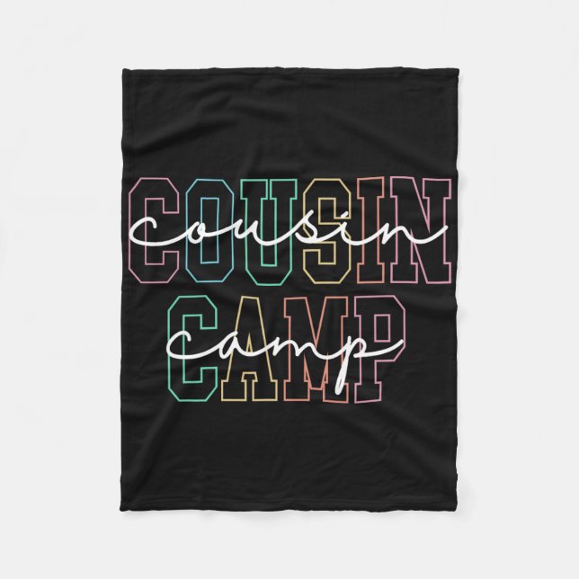 Cousin Camp 2025 Camping Campfire Summer Vacation  Fleece Blanket (Front)