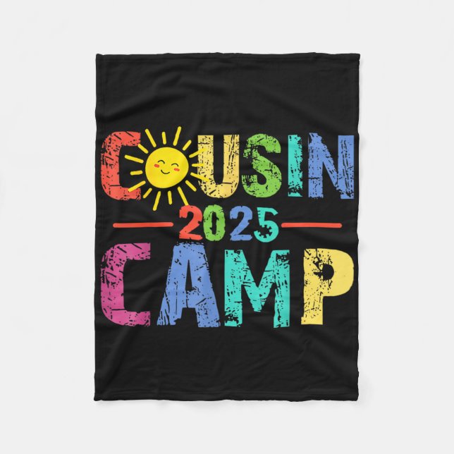 Cousin Camp 2025 Camping Campfire Summer Vacation  Fleece Blanket (Front)