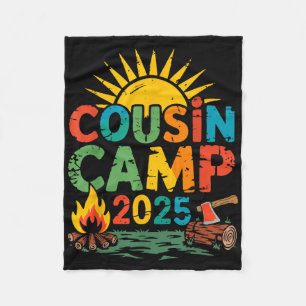 Cousin Camp 2025 Camping Campfire Summer Vacation Fleece Blanket