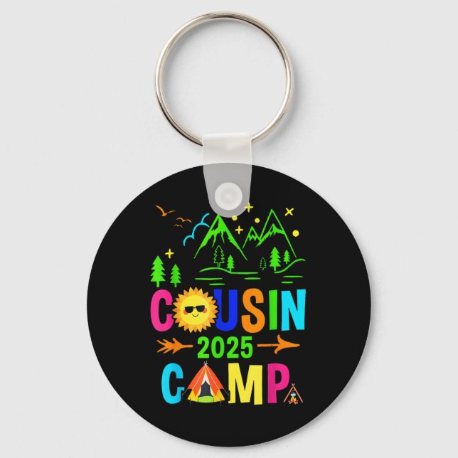 Cousin Camp 2025 Camping Campfire Summer Vacation  Key Ring (Front)