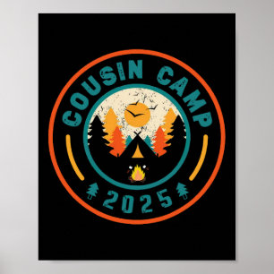 Cousin Camp 2025 Camping Crew Campfire Summer Vaca Poster