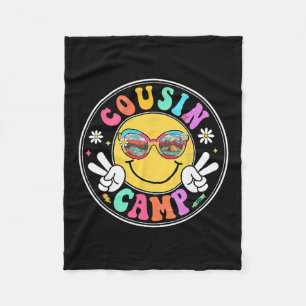 Cousin Camp 2025 Funny Camping Crew Summer Family Fleece Blanket