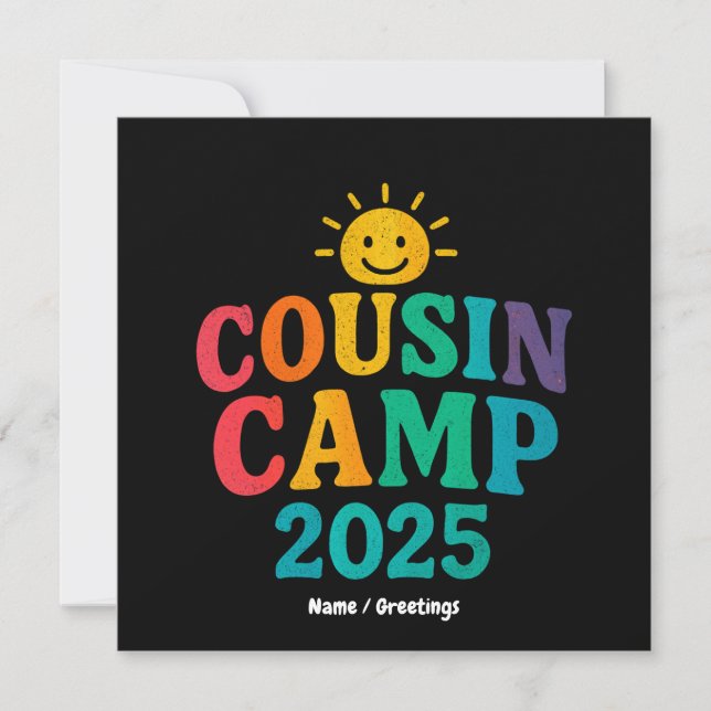 Cousin Camp 2025 Summer Vacation Fun Camping  Invitation (Front)