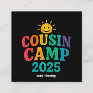 Cousin Camp 2025 Summer Vacation Fun Camping  Square Business Card