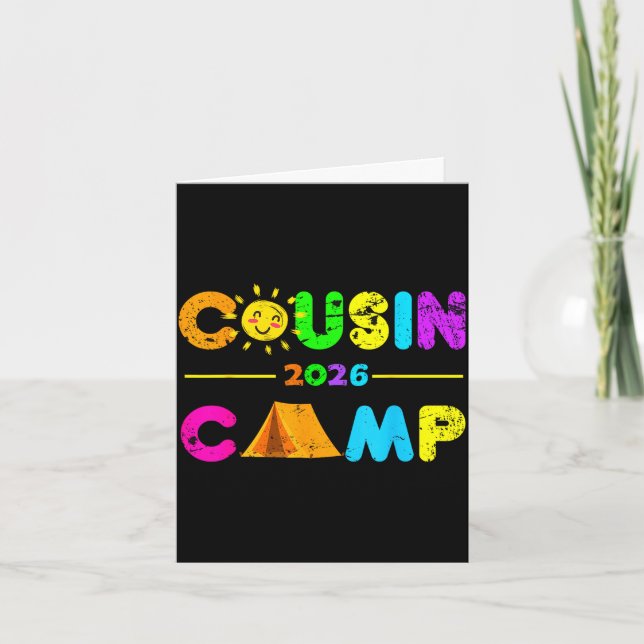 Cousin camp 2026 camping campfire summer vacation card (Front)