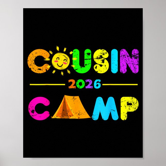 Cousin camp 2026 camping campfire summer vacation poster (Front)