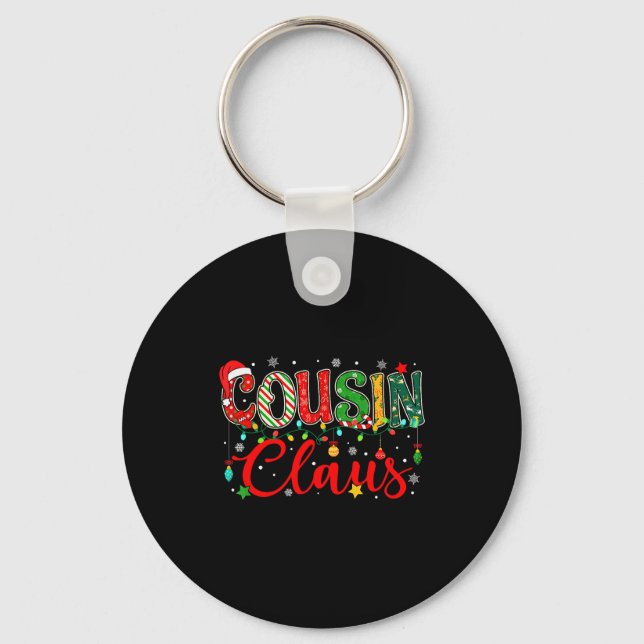 Cousin Claus Christmas Lights Pajama Family Matchi Key Ring (Front)