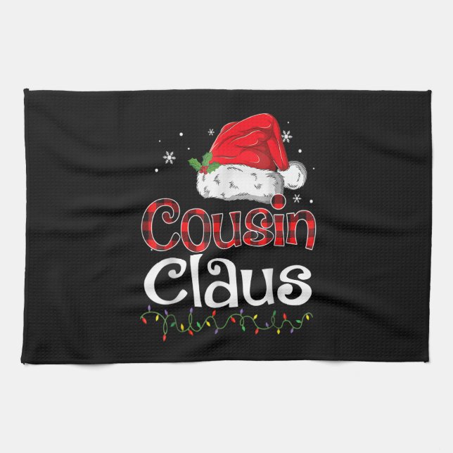 Cousin Claus Christmas Santa Family Matching Pajam Tea Towel (Horizontal)