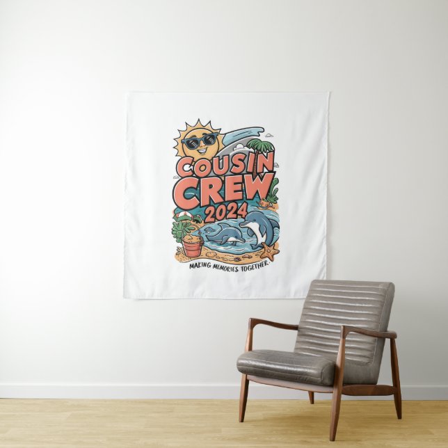 Cousin crew 2024 Summer Vacation Beach Family Trip Tapestry (In Situ)