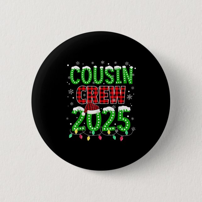Cousin Crew 2025 Christmas Xmas Lights Santa Pajam 6 Cm Round Badge (Front)