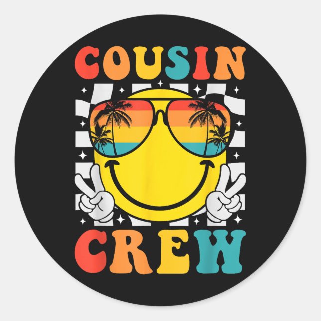 Cousin Crew 2025 Summer Vacation Beach Family Trip Classic Round Sticker (Front)
