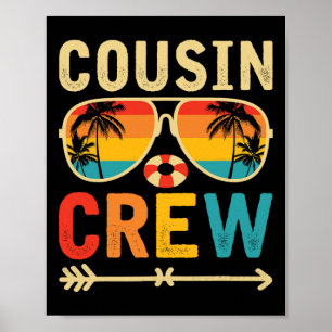 Cousin Crew 2025 Summer Vacation Beach Family Trip Poster