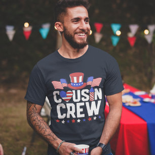 Cousin Crew" 4th of July – USA Flag Hat Desing T-Shirt