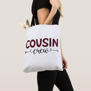 Cousin Crew Buffalo Plaid Pattern Christmas Tote Bag