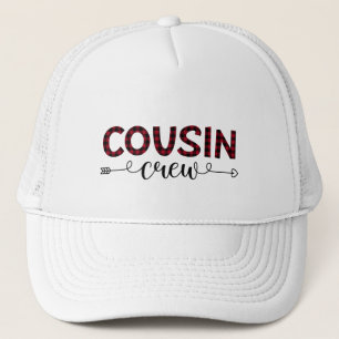Cousin Crew Buffalo Plaid Pattern Christmas Trucker Hat
