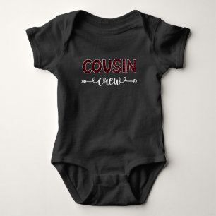 Cousin Crew Buffalo Plaid Pattern Family Christmas Baby Bodysuit