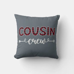 Cousin Crew Buffalo Plaid Pattern Family Christmas Cushion