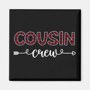 Cousin Crew Buffalo Plaid Pattern Family Christmas Magnet