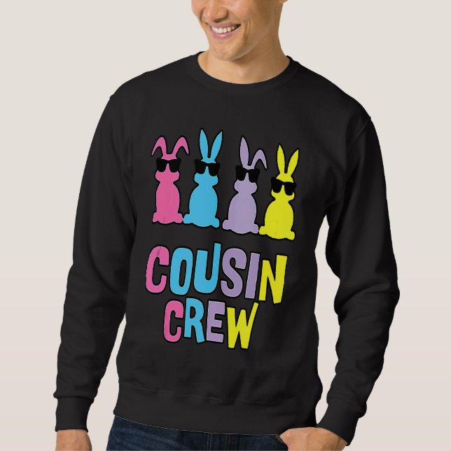 Cousin Crew Bunnies Easter Matching Colorful Rabbi Sweatshirt (Front)