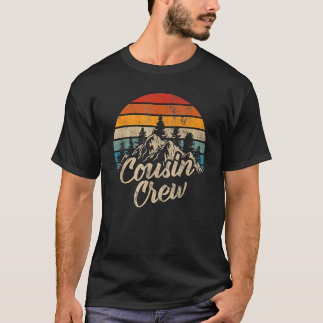 Cousin Crew Camping Outdoor Sunset Summer Camp T-Shirt (Front)