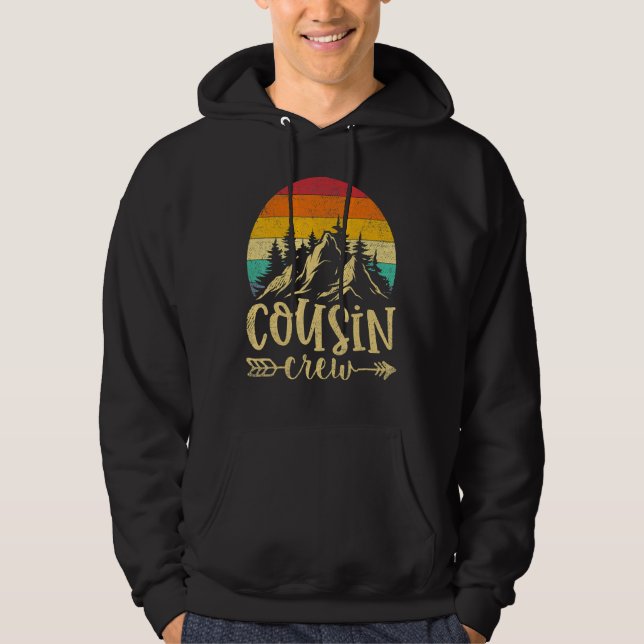 Cousin Crew Camping Outdoor Sunset Summer Camp Vin Hoodie (Front)