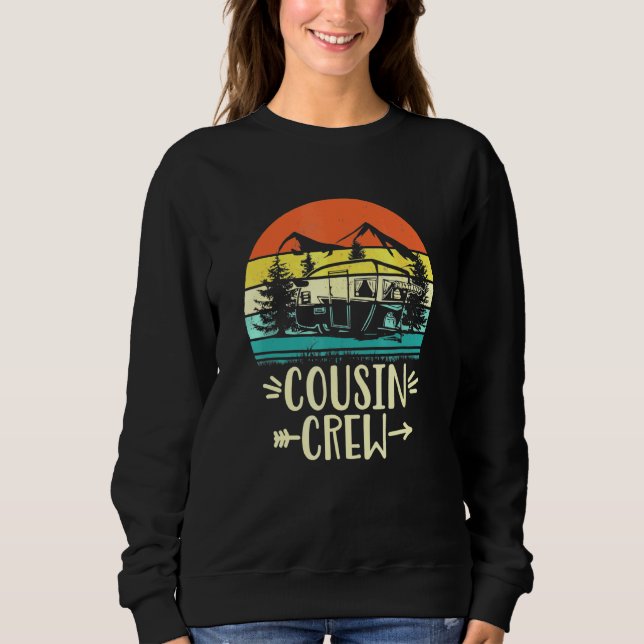 Cousin Crew Camping Outdoor Sunset Summer Camp Vin Sweatshirt (Front)