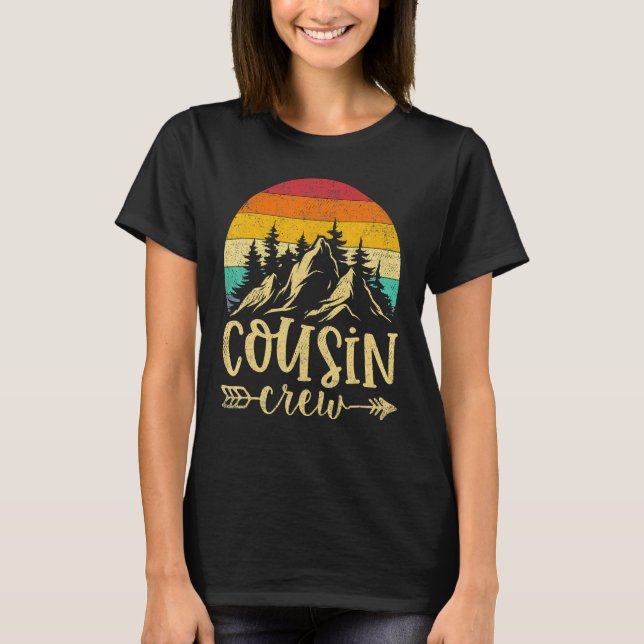 Cousin Crew Camping Outdoor Sunset Summer Camp Vin T-Shirt (Front)