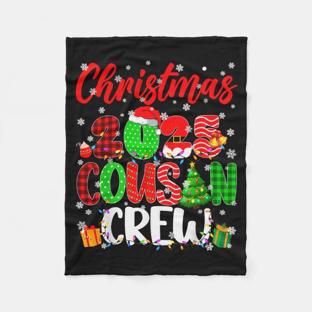 Cousin Crew Christmas 2025 Pjs Pajamas Xmas Family Fleece Blanket (Front)