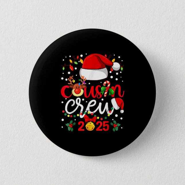 Cousin Crew Christmas 2025 Santa Kids Family Match 6 Cm Round Badge (Front)