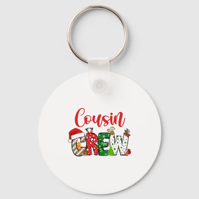 Cousin Crew Christmas Family Pajama Front And Back Key Ring (Front)