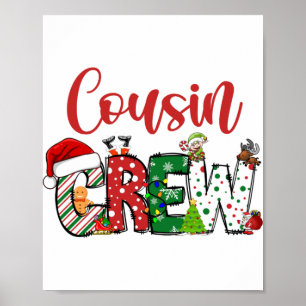Cousin Crew Christmas Family Pajama Front And Back Poster