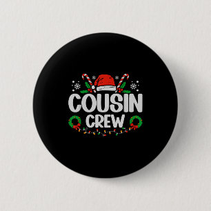 Cousin Crew Christmas Lights Family Matching Pajam 6 Cm Round Badge