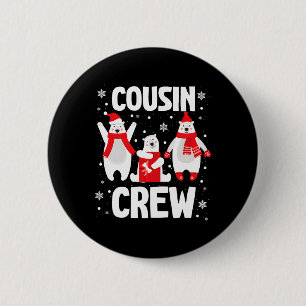 Cousin Crew Christmas Pjs - Polar Bear Family  6 Cm Round Badge